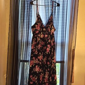 Torrid Floral Black Pink Flowy Midi Soft Dress size 2